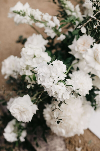 White flowers and greenery