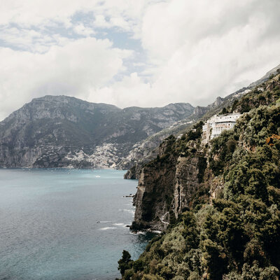 Amalfi coast cliffs and sea